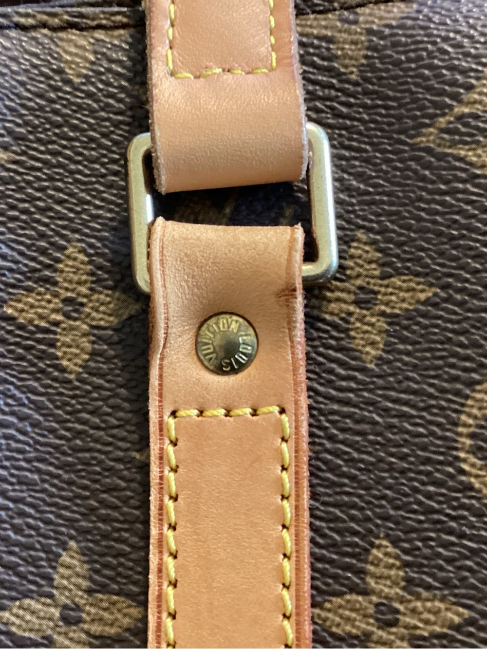 Louis Vuitton Monogram Canvas Shoulder Bag with Tan Leather Straps - Picture 8 of 10